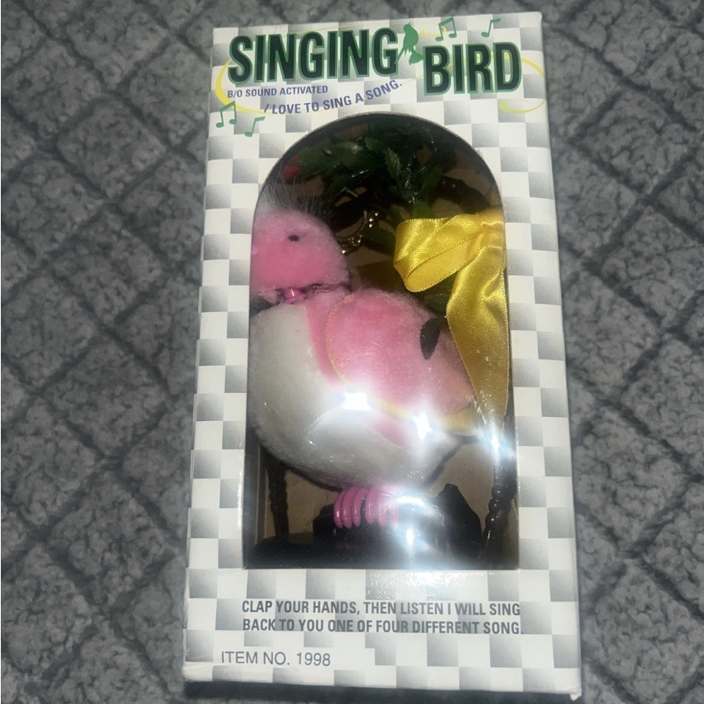 Singing Bird Toy Pink Sound Activated Motion Gift Funny Desk Decor